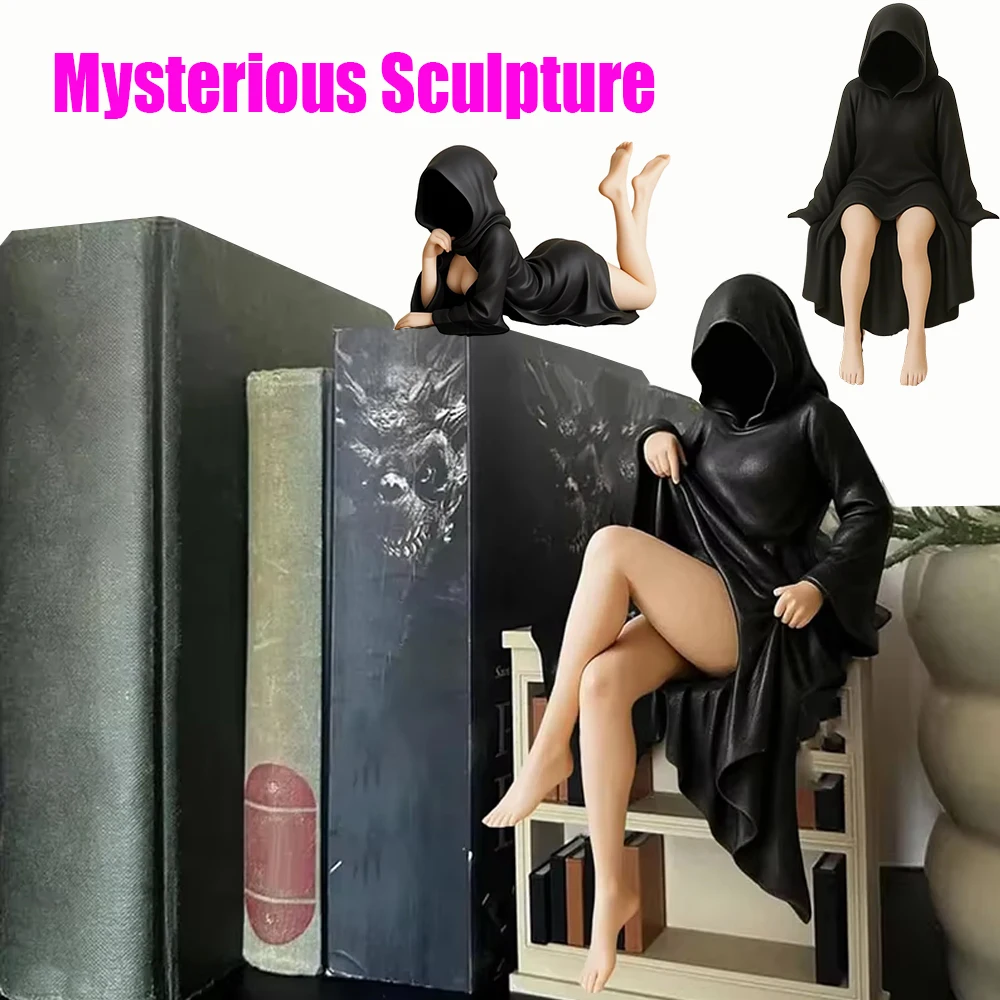 Gothic Frau Statue Maskierte Frauen Halloween Dekorationen Desktop Ornament Geheimnisvolle Dame Skulptur Für Büro Schlafzimmer Wohnkultur