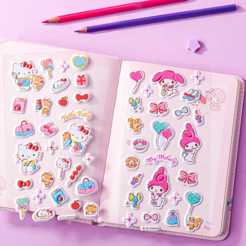 Anime Cartoon Sanrio Hello Kitty Bubbly Sticker Student Kid Decorate Scrapbooking Stationery Supplies DIY Self Adhesive