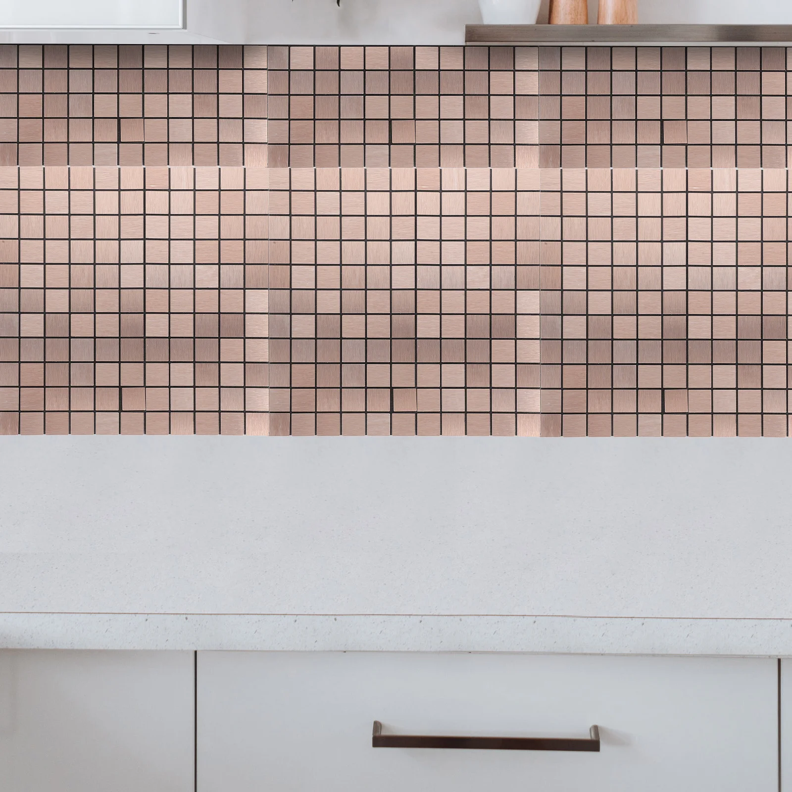 

Peel and Stick Self Adhesive Wall Tile 3D Aluminum Tile Panel Mosaic Kitchen Bathroom Backsplash Decoration Adhesive Wall Tiles