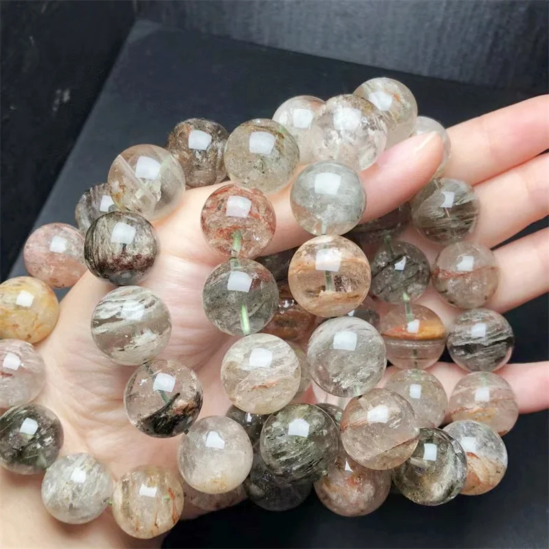 15MM Natural Garden Quartz Bracelet Fashion Gemstone Crystal Jewelry Bangle For Women Healing Bohemia Holiday Gift1pcs