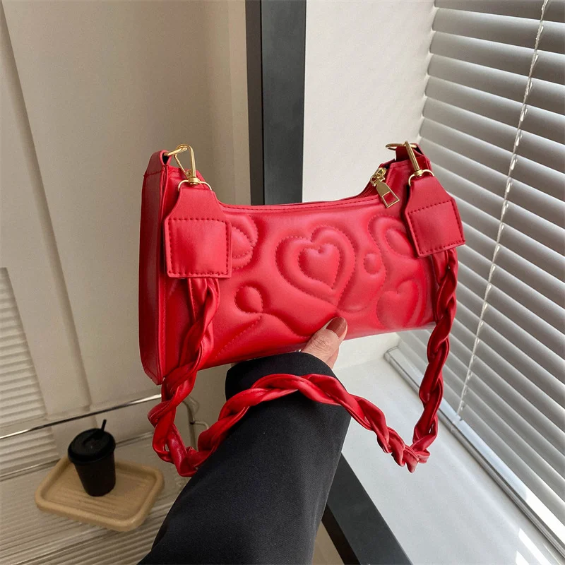 Shoulder Bags 2023 New Trend Fashion Simple Women's Bag Solid Color PU Embossed Messenger Bag Small Mini Phone Pouch All-match