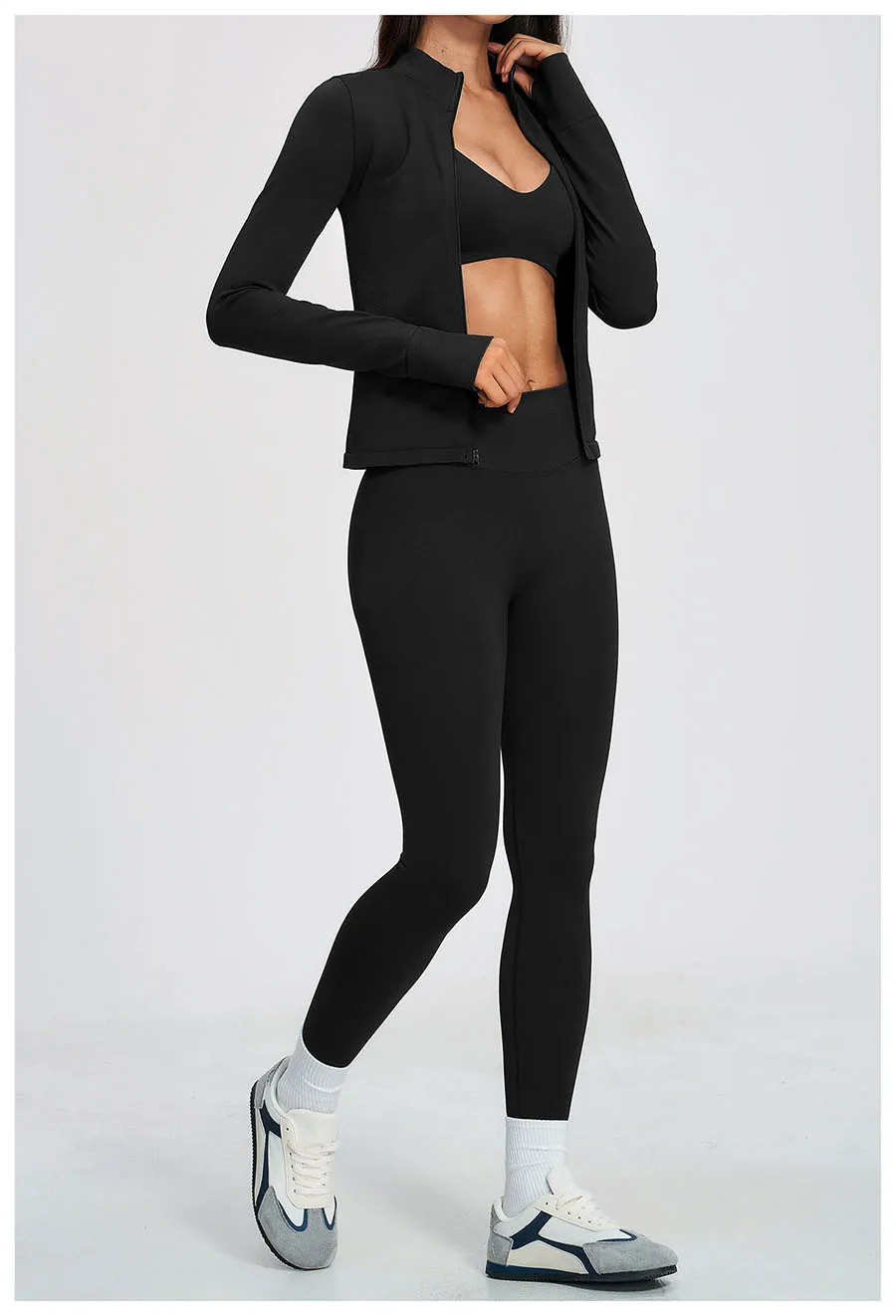 Nahtloses Yoga-Set 3-teilig, Sportbekleidung für Damen, Langarm-Trainingsanzug, Fitness-Set, Sport-BH, Leggings, Sportanzug – Detail 28