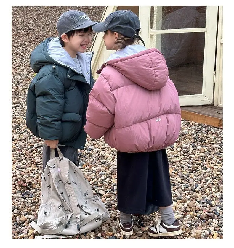 Boys Girls Hooded Coats 2-10Y Children Winter New Short Windproof Down Jackets  Thick Korean Kids Down Outerwear