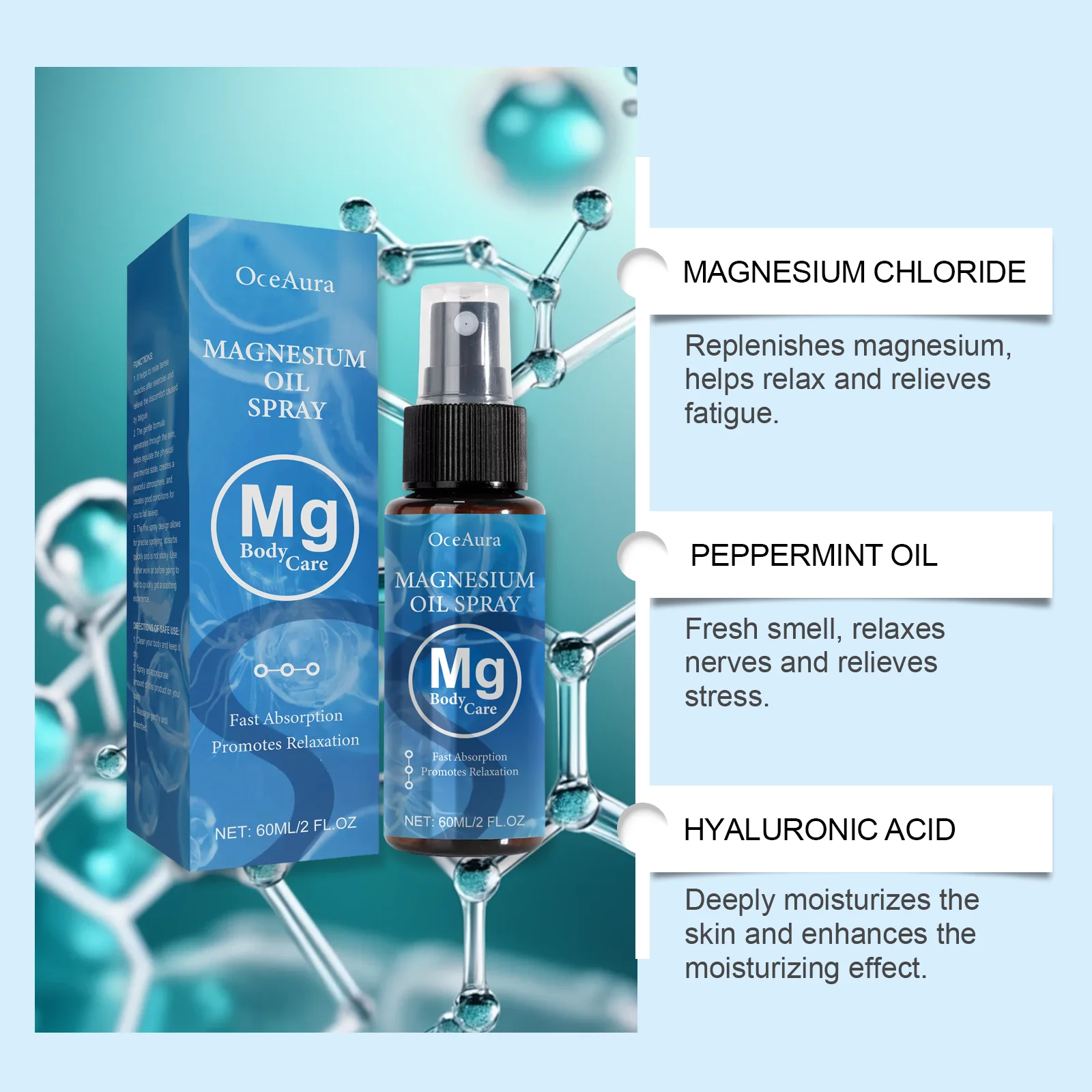 Magnesium Oil Soothing Spray, Gently Relieves Daily Body Discomfort, Nighttime Sleep Care & Skin Nourishing Mist view 4