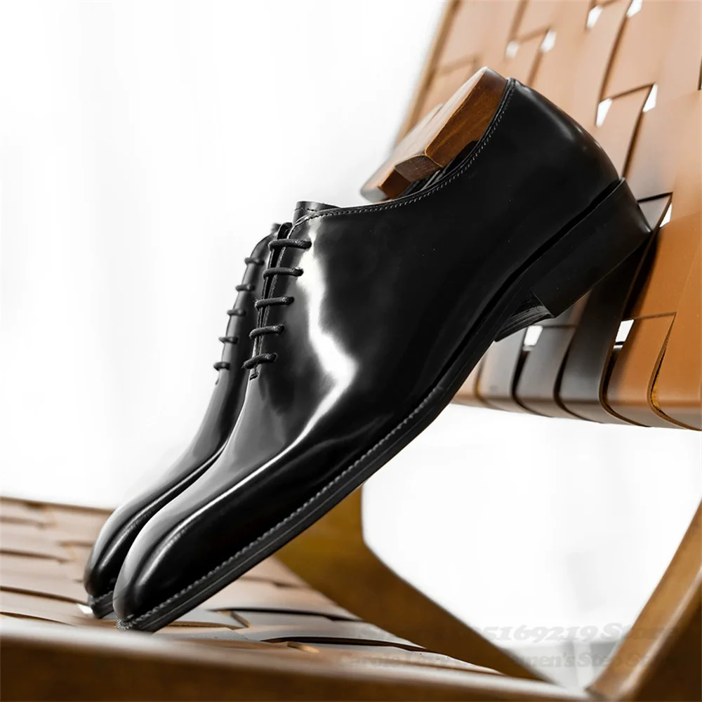 2026 Handmade Coffee Color Open Edge Pearl Cowhide Oxford Shoes Genuine Leather Business Dress Patent Leather Wedding Shoes