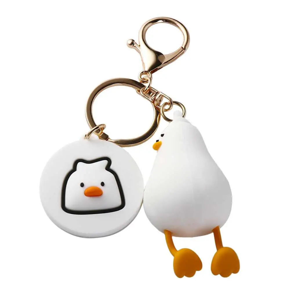 Lying Down Duck Cartoon Lying Down Duck Keychain Animal PVC Lying Duck Doll Keyring Trinket Cartoon Jewelry Gift