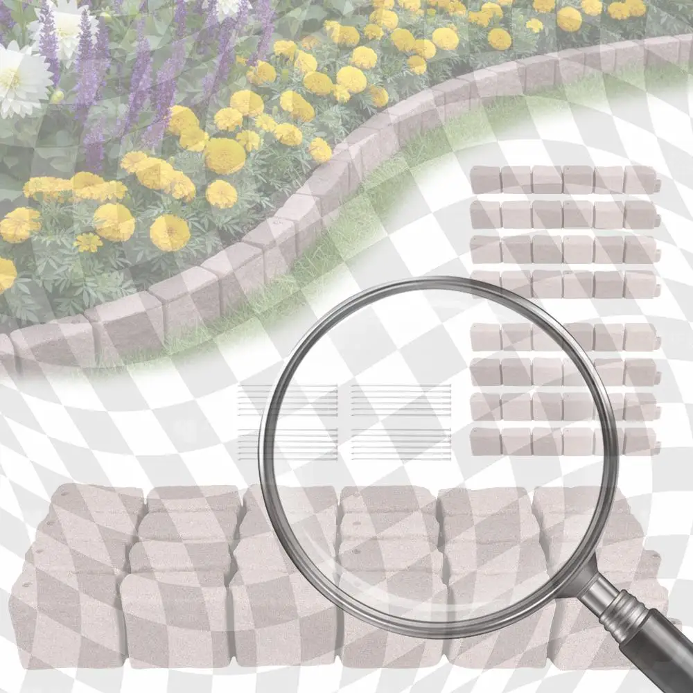 Faux Stone Landscape Edging Garden Fence Imitation Stone with 24 Pieces Spikes 12pcs for DIY Outdoor Yard Landscaping