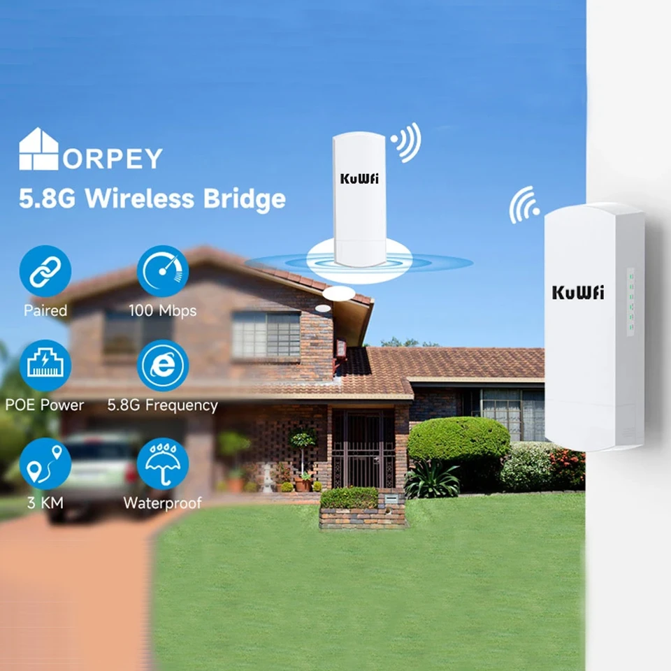 Imagem -02 - Kuwfi-ponte Wi-fi sem Fio Cpe ao ar Livre Amplificador de Sinal Modo Repetidor ap Ponto a Ponto até 13km 5.8g 300mbps