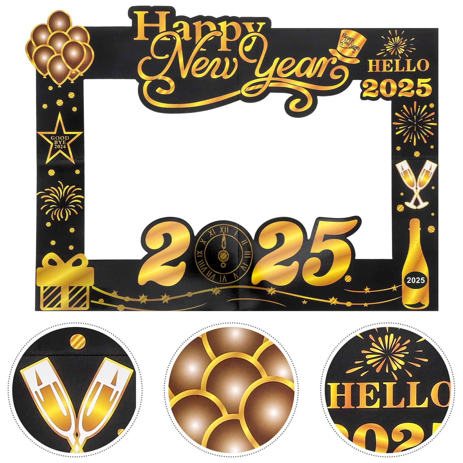 New Year Party Photo Booth Props Frame 2025 Happy New Year'S Eve Selfie Photo Frame Funny New Year Photo Booth Props For New Yea