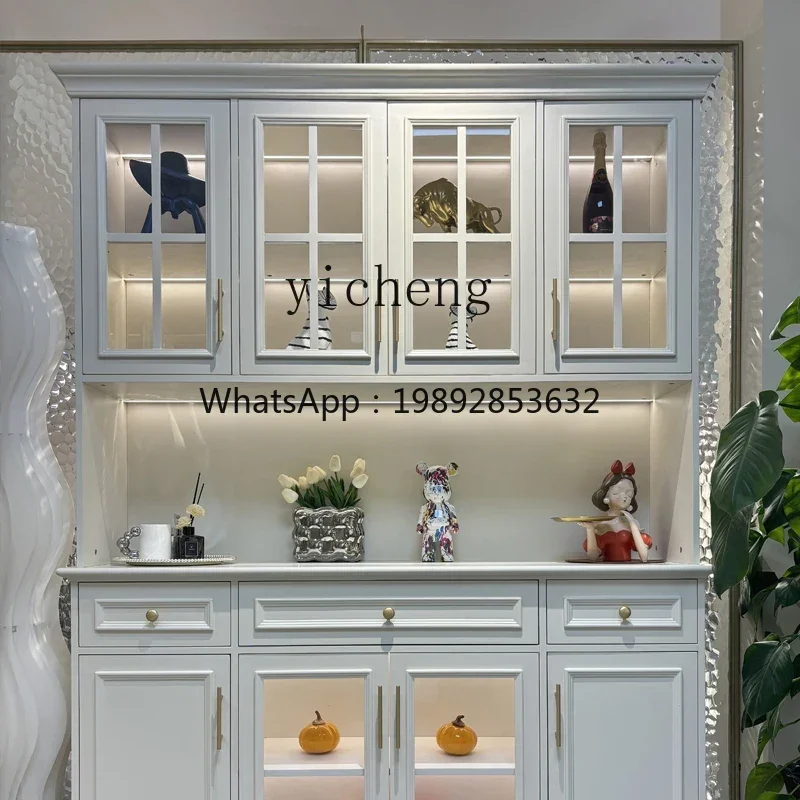 

solid wood dining side cabinet integrated against the wall high cabinet to the top modern simple shelf wine cabinet