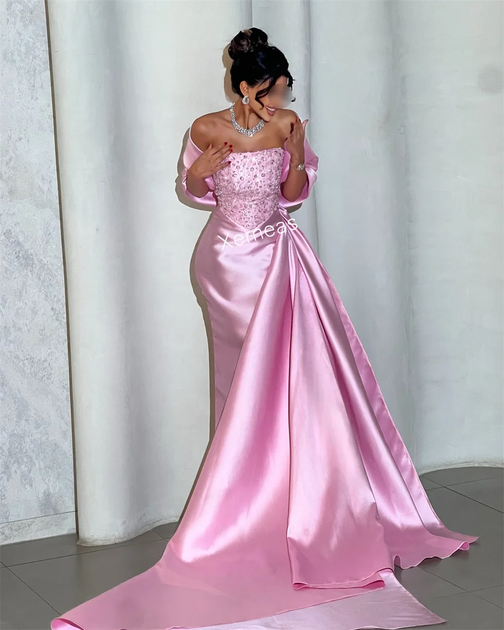 Customized Charmeuse Sequined Chic Off-the-shoulder Long Dresses Bespoke Occasion Luxury Women's Evening Party Sparkle