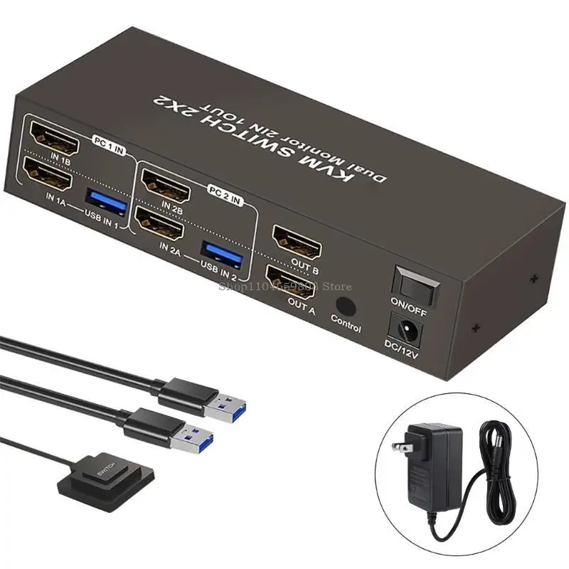 

Металлический переключатель HDTV для двойных мониторов 4 концентратора USB3.0 Бесшовное переключение входного сигнала повышает