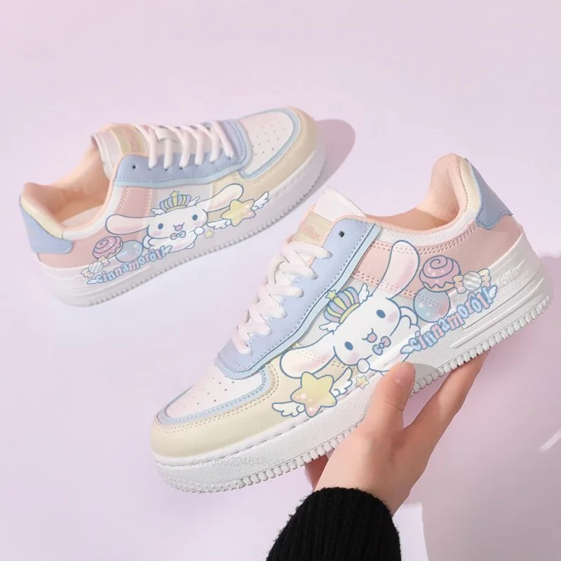 Sanrio Kawaii Cinnamoroll Sneaker Cute Cartoon Melody kobiety buty deskorolkowe nowy prezent dla słodkiej dziewczyny oddychające buty na co dzień