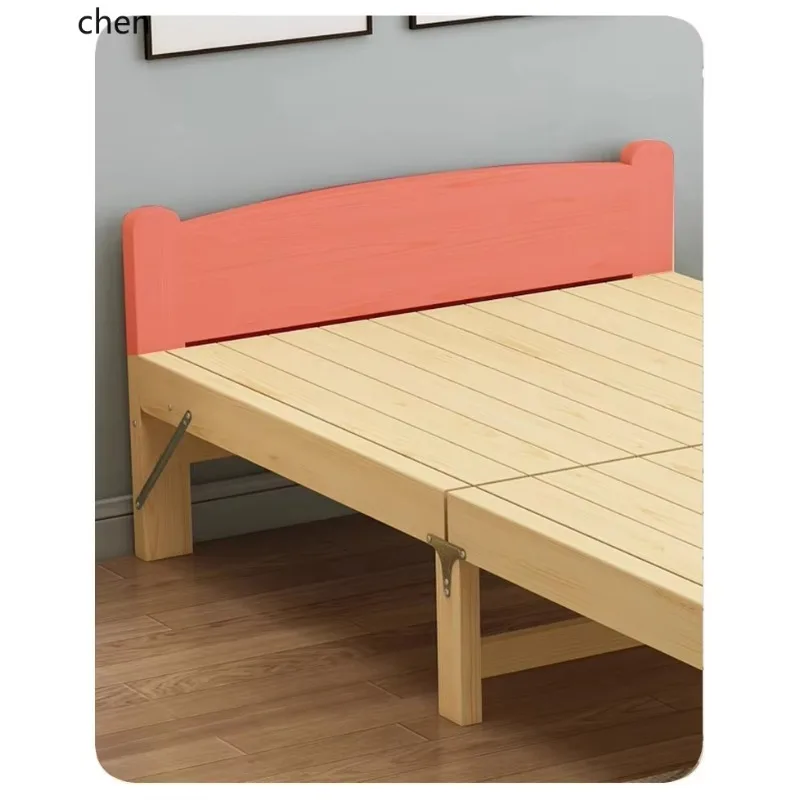 Solid Wood Folding  Single Household Hardboard Office Lunch Break Wooden  Rental Small Bed