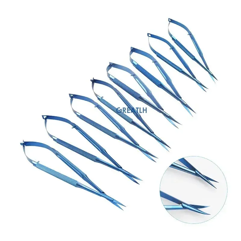 12cm-18cm Titanium Castroviejo Corneal Scissors Straight/Curved Capsule Membrane Scissors Ophthalmic Instruments 1pcs