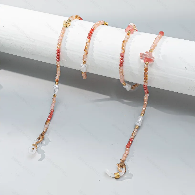 سلسلة النظارات المصنوعة يدويًا من الحجر المطحون، حبل معلق للنظارات ملون عالي الجودة، مضاد للانزلاق