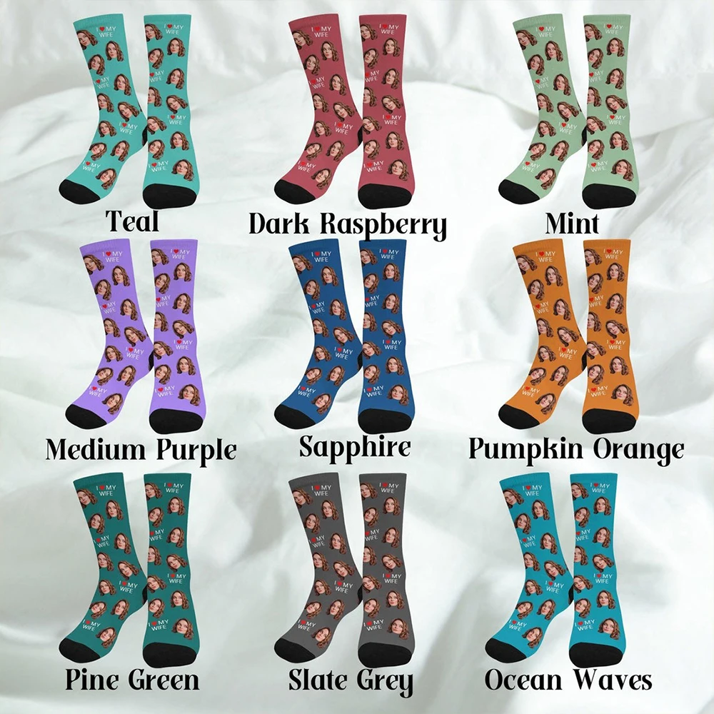 جوارب وجه مخصصة مثيرة للاهتمام، جوارب غير رسمية، جوارب محايدة، جوارب هدايا صور شخصية له/ها