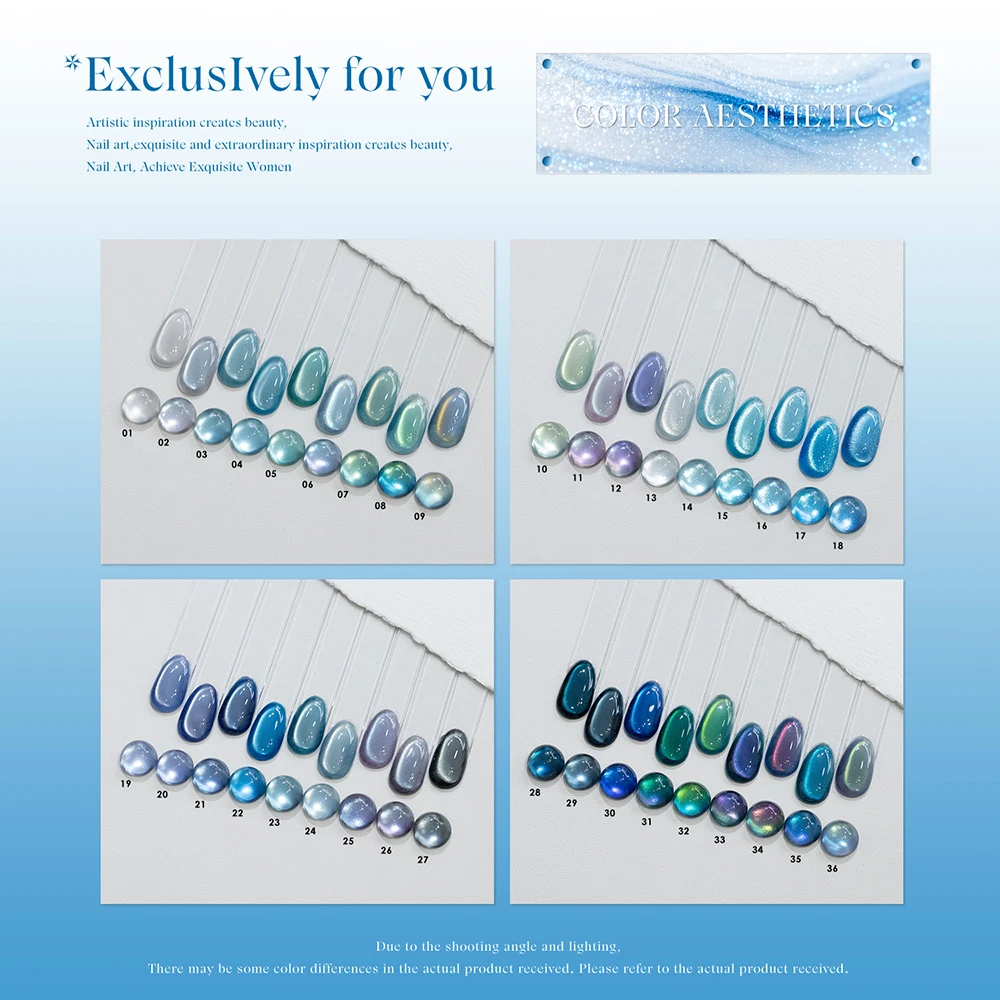 Vendeeni 36 Farben/Set Gletscherblauer Katzenaugen-Gel-Nagellack Magnetischer UV-LED-Gel Traumhaftes Meerblau Katzenaugen-Gel-Lack mit Display – Detail 5