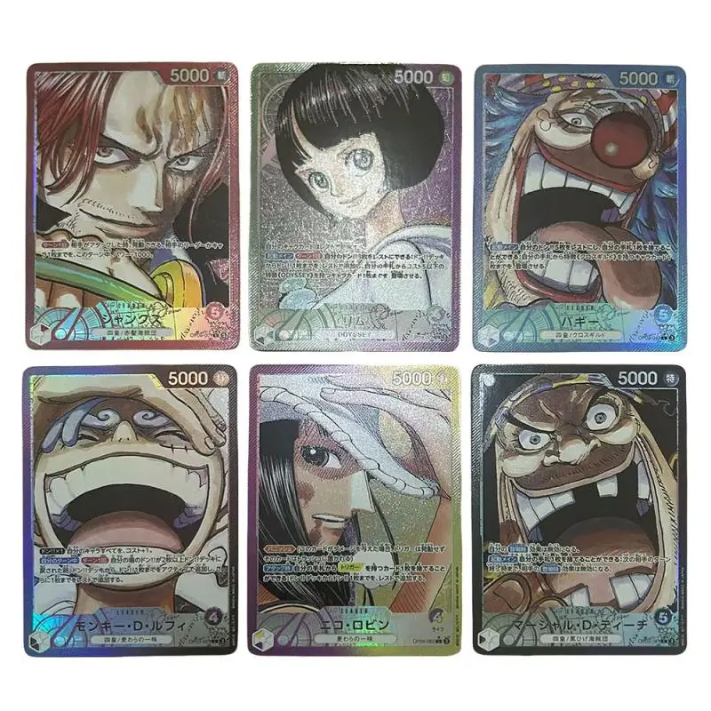 Anime ONE PIECE DIY ACG Shanks Buggy Luffy Robin refracción juego de batalla de mesa juguetes de cartas coleccionables para niños regalo de cumpleaños