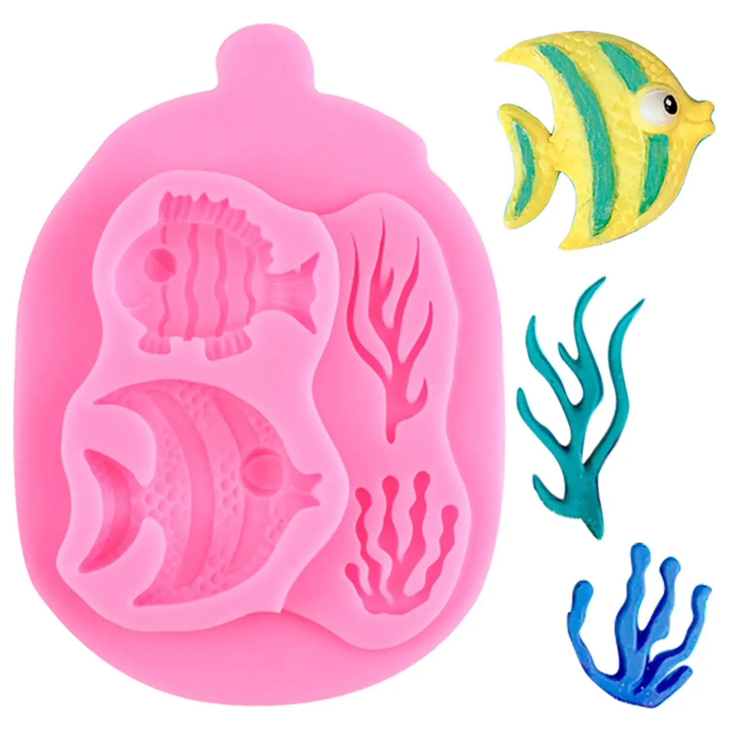 Marine Theme Cake Silicone Mold Fish Fondant Moulds Cake Decorating Cupcake Topper Candy Chocolate Gum Paste Polymer Clay Moulds