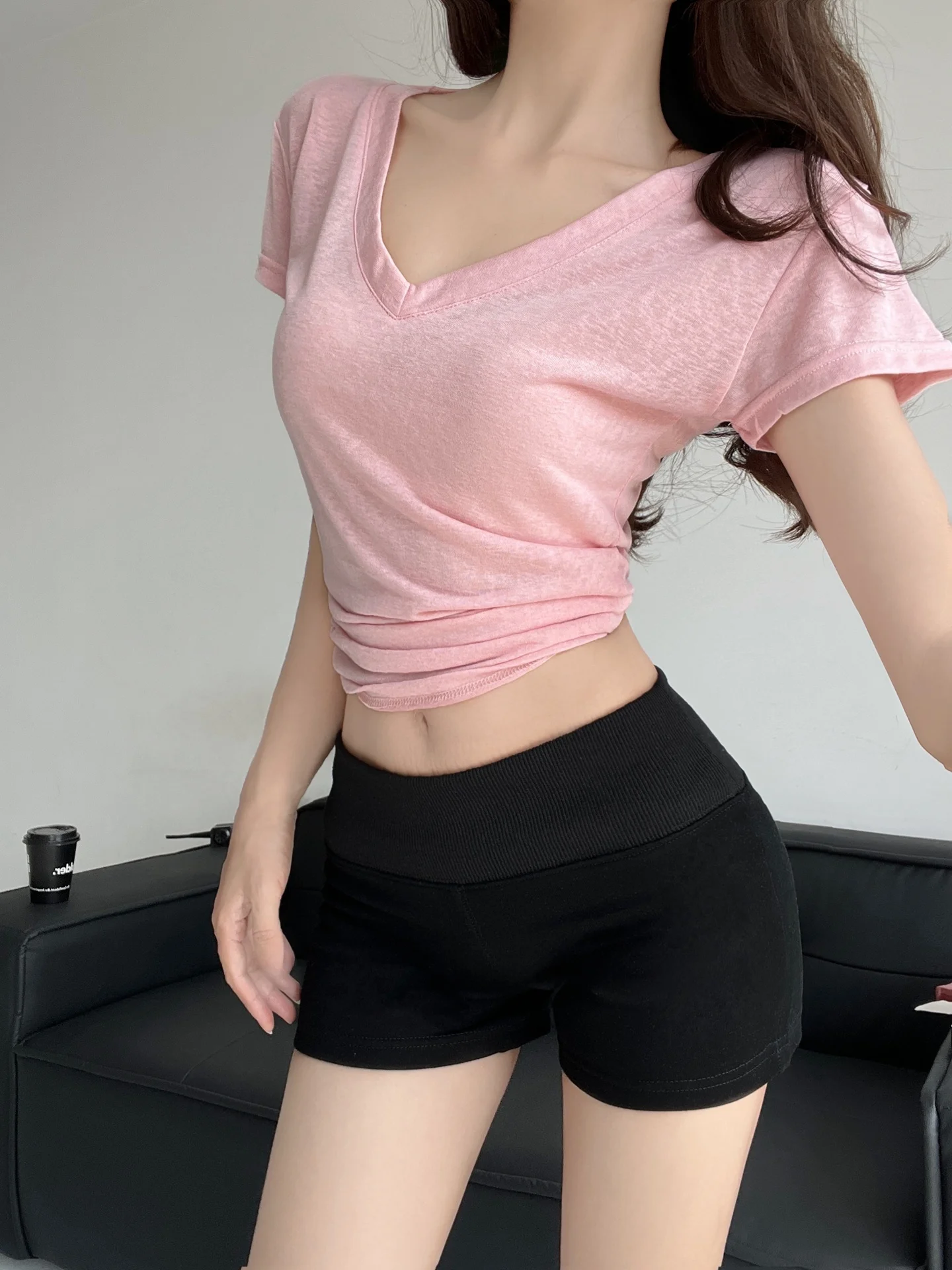 Afslanken Lage Taille Wijde Pijpen Sportartikelen Vrouwen Zomer Outdoor Fitn Yoga Butt Lifting Tee Kwart Lengte Hotpants