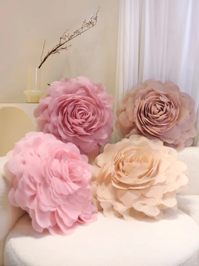 

Nordic Handmade Large Flower Pillow Cover Living Room Sofa Fashionable Cushion round Flower 3D Pillowcase Home Decorative Cus...
