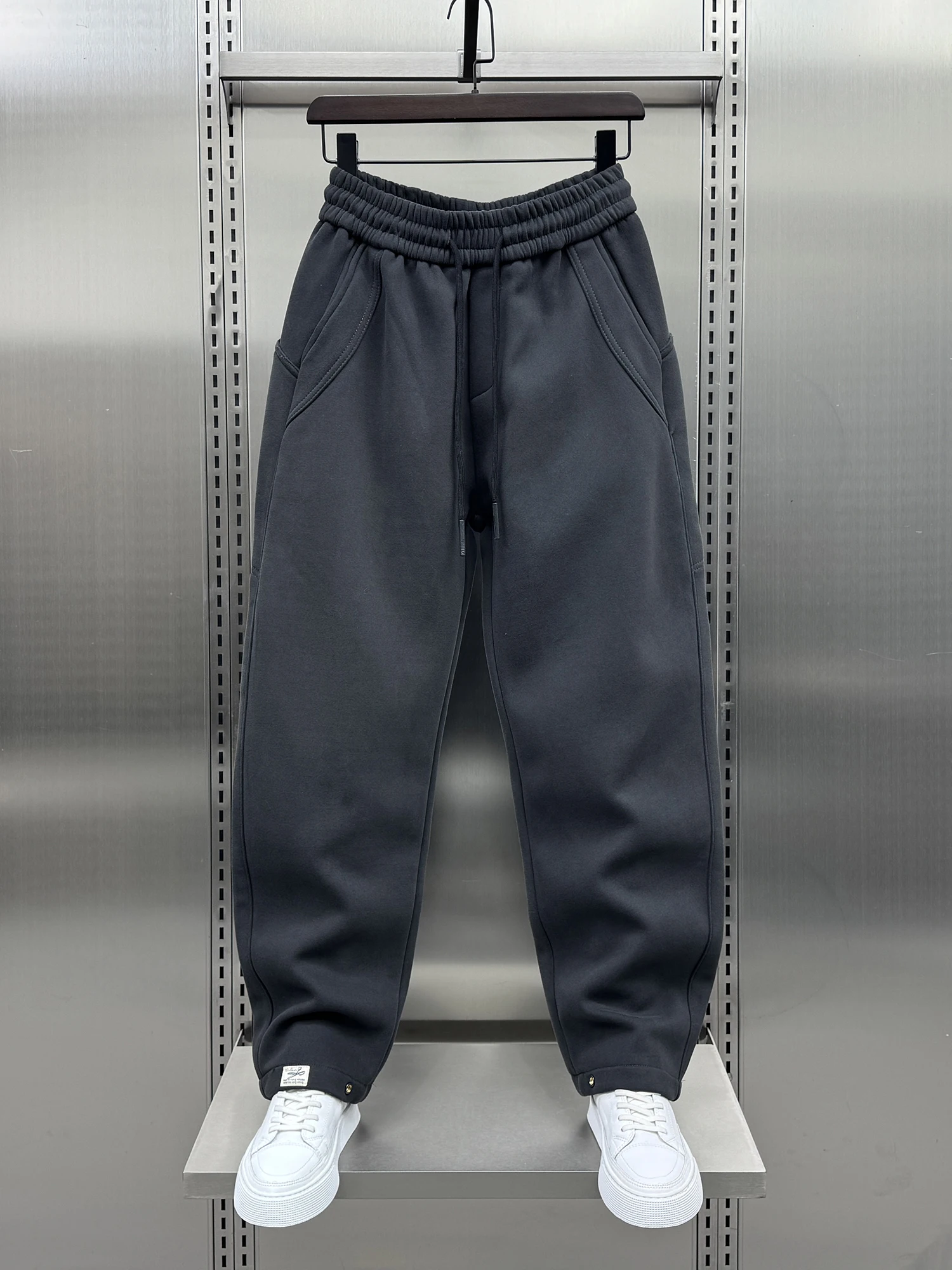 

Мужские повседневные брюки на флисовой подкладке, прямые, спортивные, в корейском стиле, однотонные, универсальные, осенне-зимние, модные