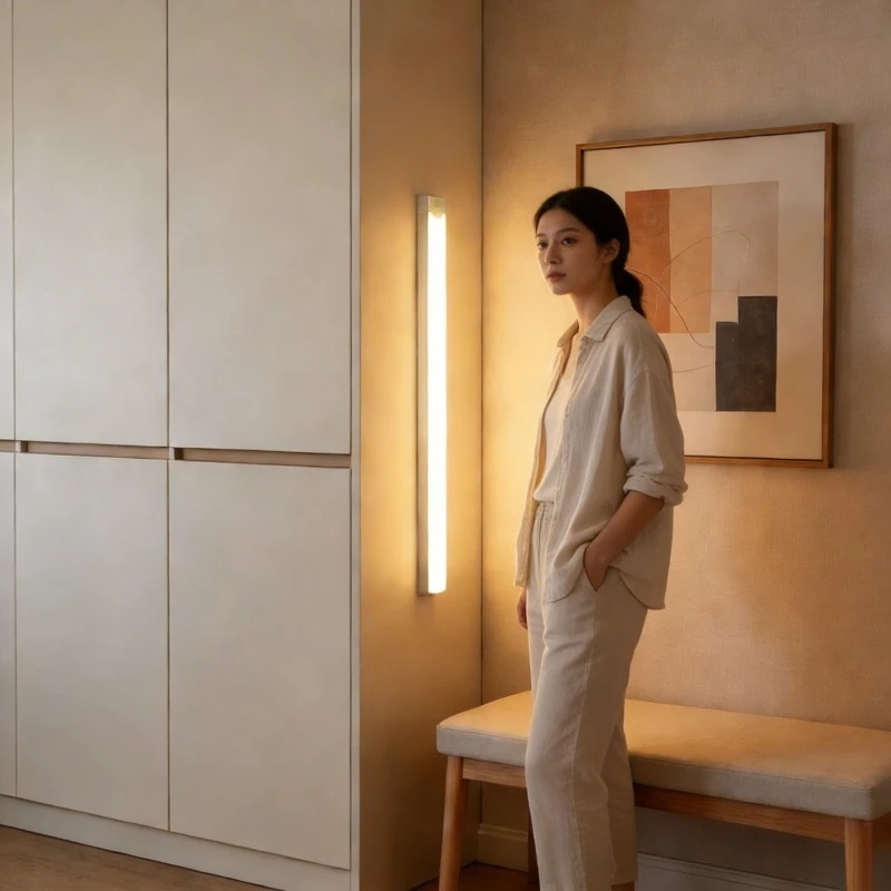 

Светодиодный ночник 30 см с датчиком движения, перезаряжаемый через Type-C, для установки под шкаф, на кухню, в гардероб, прикроватный, индукционный, линейный светильник