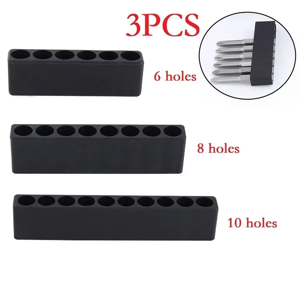 3pcs Screwdriver Bit Holders Hand Tools Parts Hex Shank Plastic Storage Case Tool Organizer 6/8/10 Hole Screwdriver Bit Holder