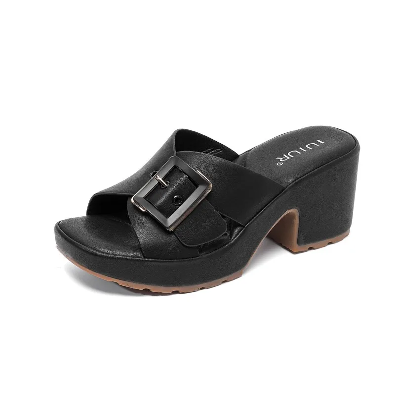 

High Quality Sandals for Women 10cm High Heel Slippers Summer Size 32-43 Platform Open Toe Elegant Shoe Black Red Silver Gold