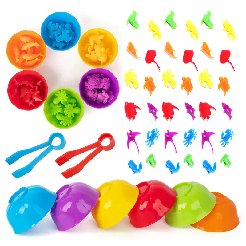 Montessori Material Regenbogen Zählen Bär Mathe Spielzeug Kinder Pädagogisches Sinnes Spielzeug Tier Dinosaurier Farbe Sortierung Passenden Spiel ﻿