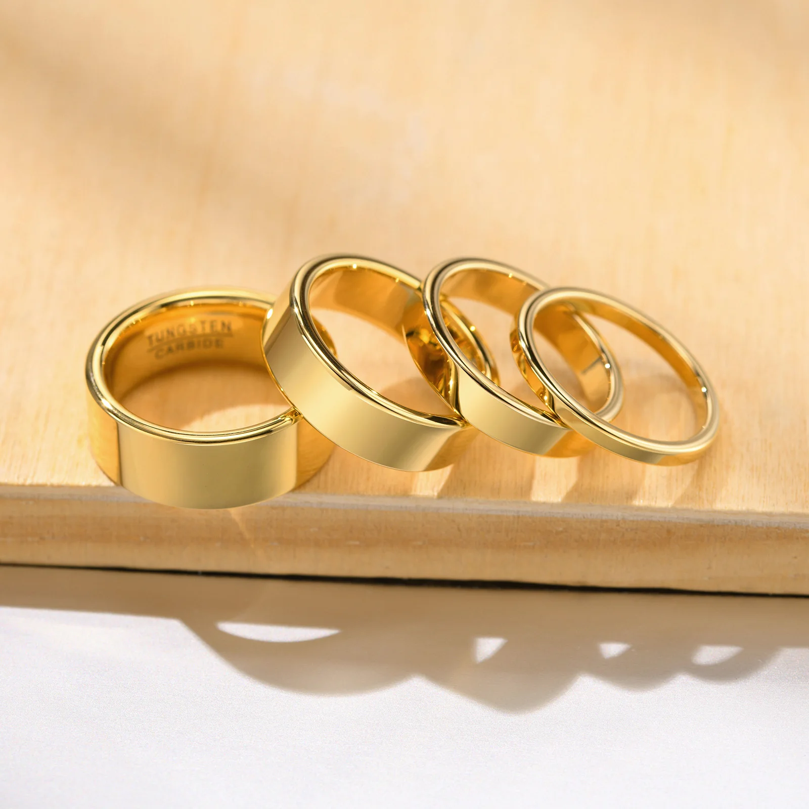 2/4/6/8mm Tungsten Carbide Ring for Men Women,Gold Plated Stacker Band, Pinky Ring Thumb Rings,Mid Finger Rings Gift