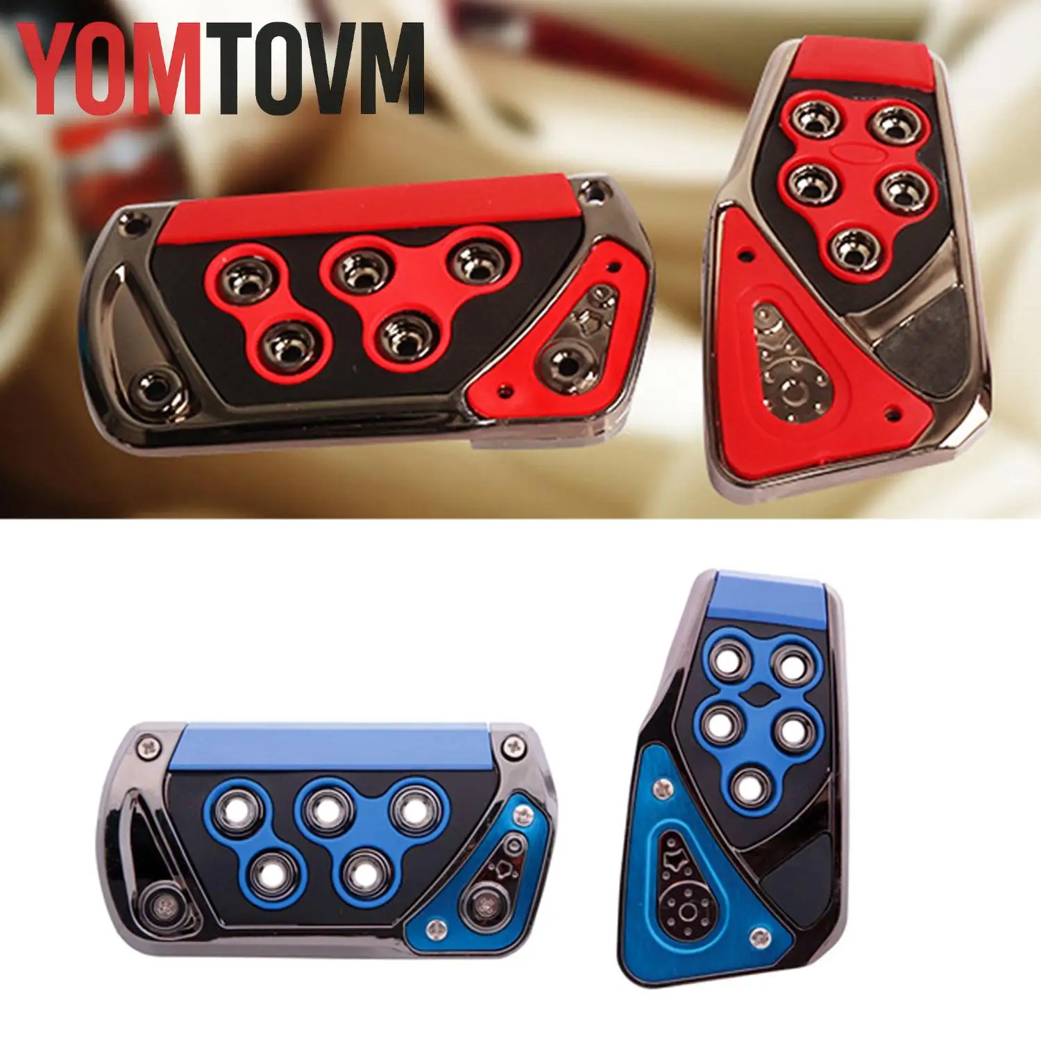 

Blue / Red Non Slip Gas Pedal Pad Covers Gas and Brake Pedal Cover Set Compatible with various Vehicles