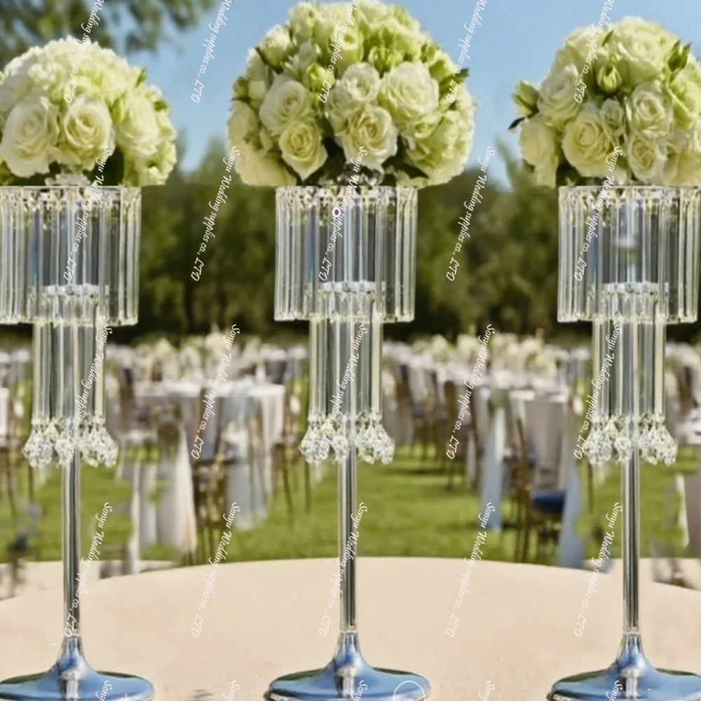 

60-100cm 10pcs simple style 2 tiers Acrylic Ice bar Decor Wedding Table Centerpiece Wedding vase for Wedding Events Decoration