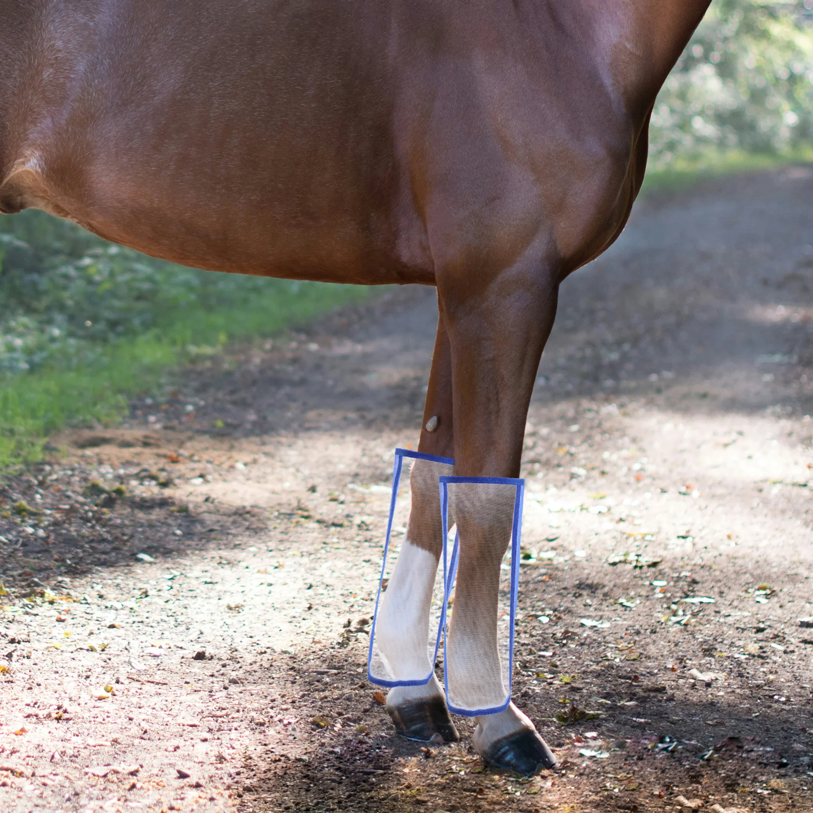 

4Pcs Horse Leg Fly Guards Mesh Protective Covers Non-Slip Breathable Design for Summer Riding Training
