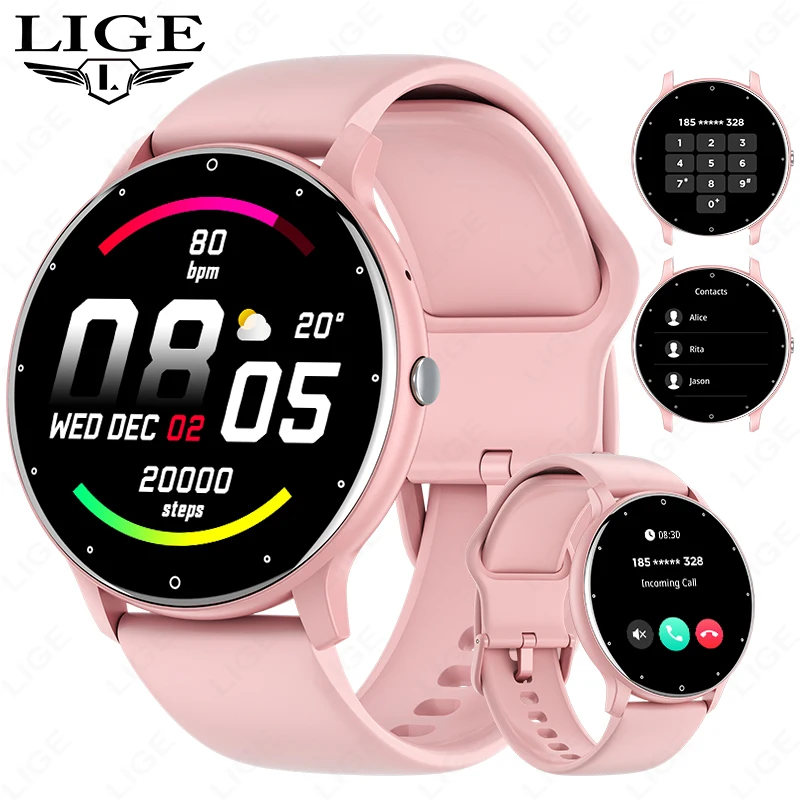 

LIGE Women Smart Watch Men Heart Rate Monitor Bluetooth Call Music Ladies Bracelet Fitness Sports Smart Watches for Android iOS