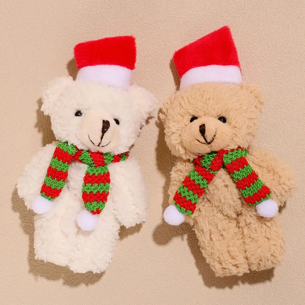 Bear Scarf Flower Christmas Plush Bear Soft Plush Christmas Bear Doll PP Cotton Cute Christmas Bear Plush Pendant Couple