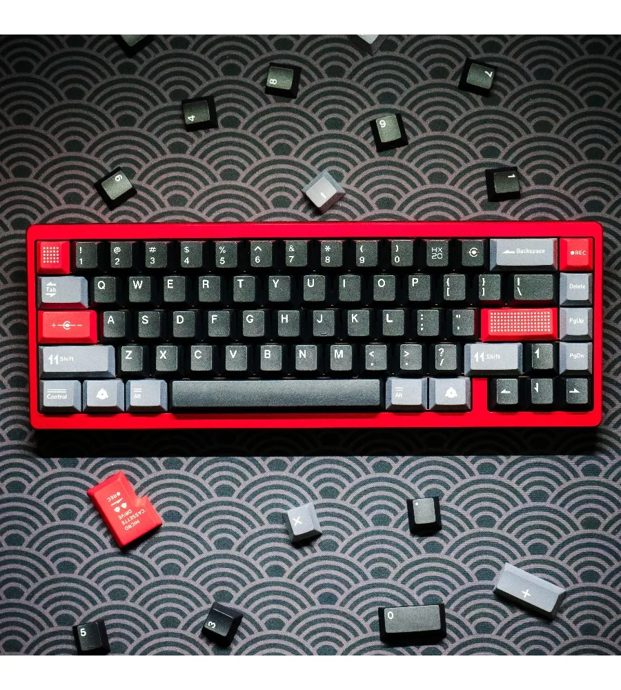 Keycap simple classic replica polka dots black gray red color scheme PBT hot sublimation full set
