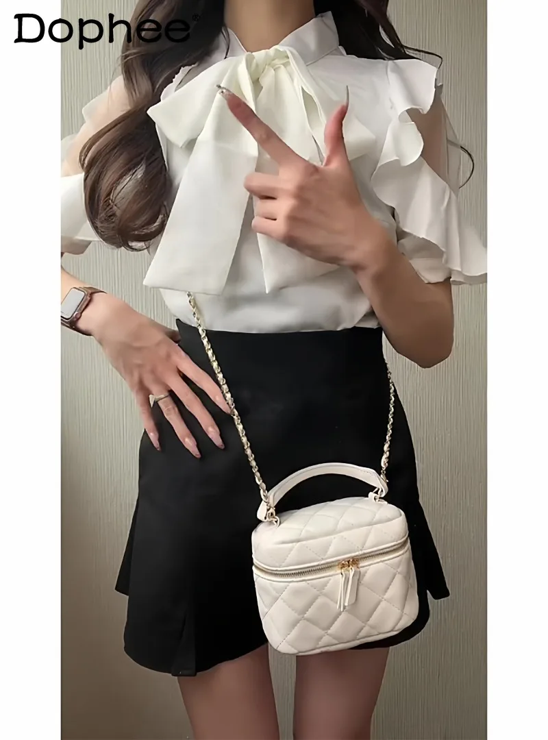 

Japanese Style Sweet Pure Desire Style Cute Girl Short-sleeved Shirt 2026 Spring New Bow Back Pure Color Off-the-shoulder Shirt