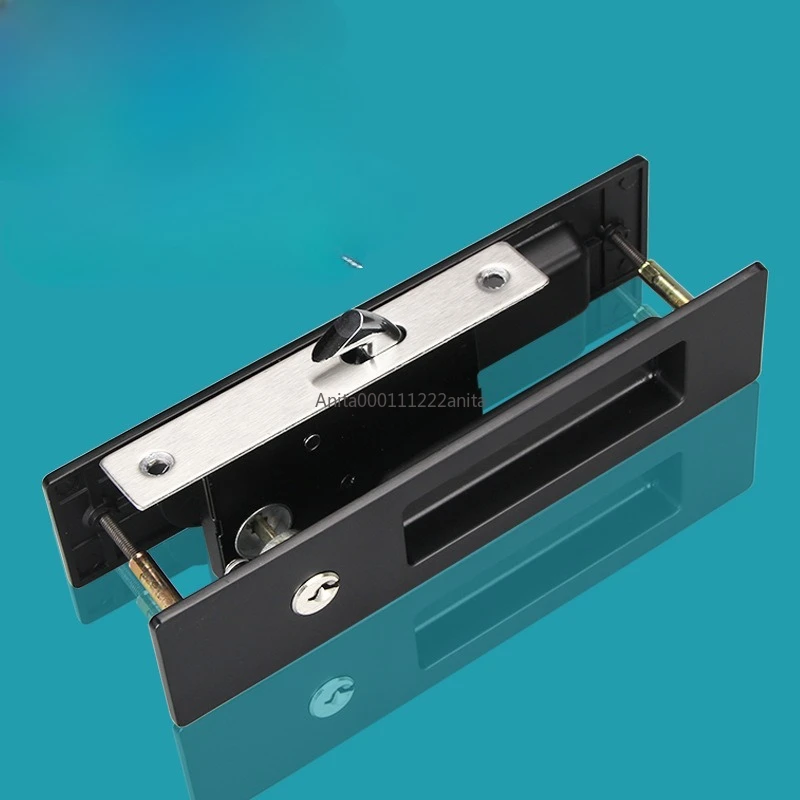 슬라이딩 도어 잠금장치 블랙 실내 발코니 주방 손잡이 욕실용 키 포함 이동식 슬라이딩 도어 훅