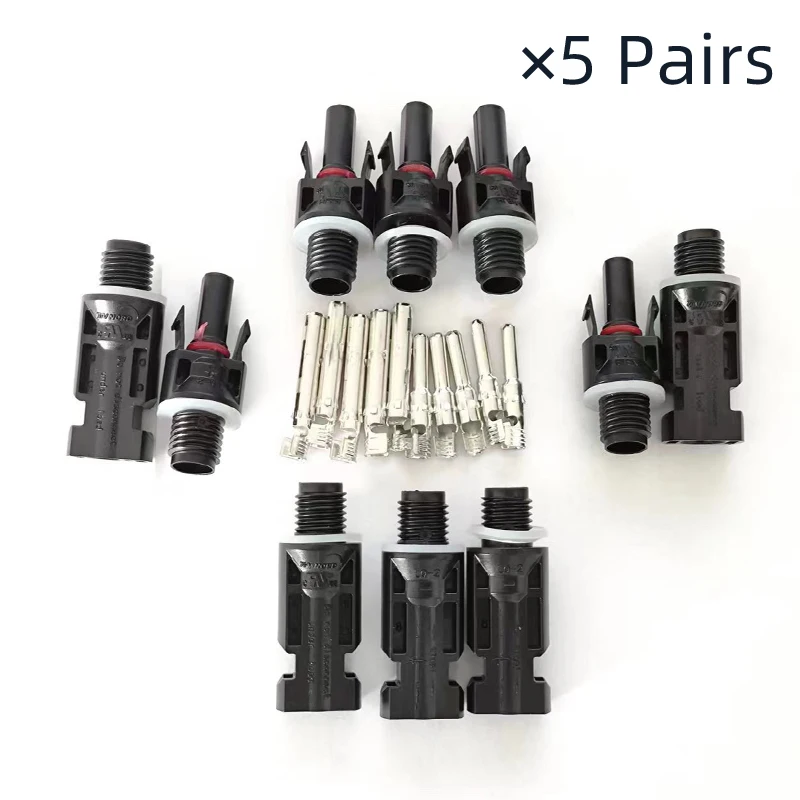 5 pair Solar Panel Mouted Connector M12 Thread Solar Male Female Connectors for Inverter DC Combiner Box Installation