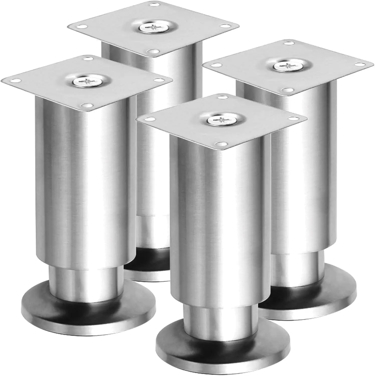 Heavy Duty Mental Furniture Legs, Stainless Steel Tapered Feet - Replacement Legs for Couch, Sofa, Bed Frame, Cabinet, Desk, TV