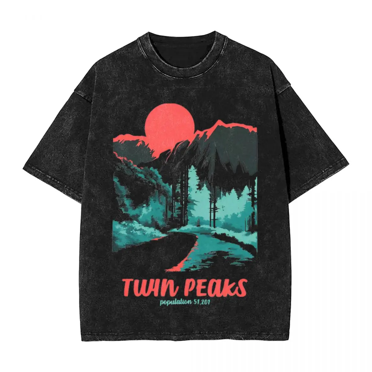 Twin Peaks Classic National Parks Tonal Loose T-Shirts Leisure Tee Shirt for Couple Summer Y2K Fun Casual Tee