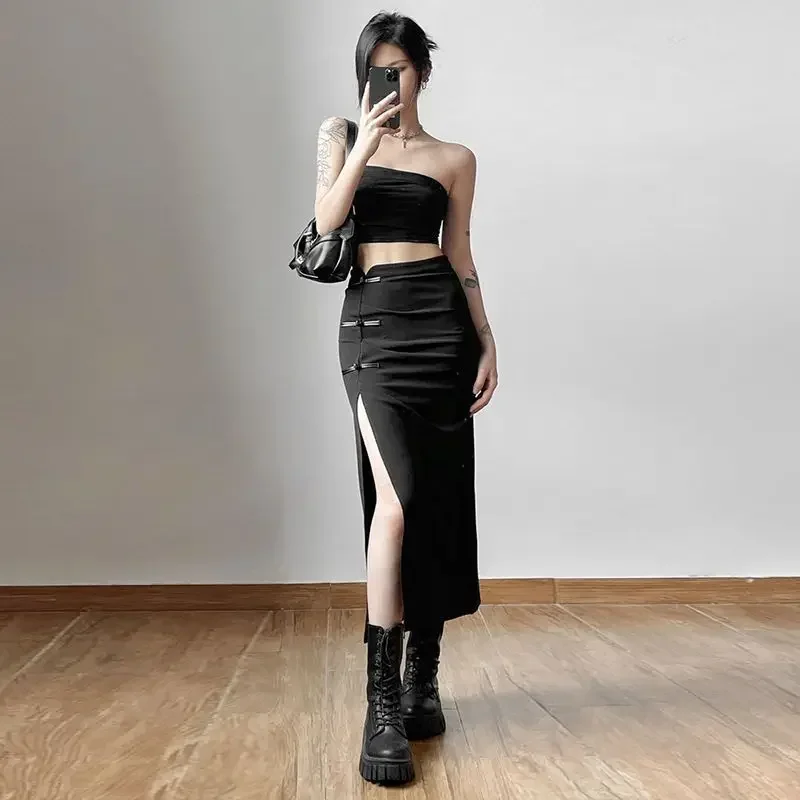 Skirts Women Solid Simple Cool Daily All-match Creativity Attractive Basics Leisure Graceful Modern Chinese Style Ladies Spring