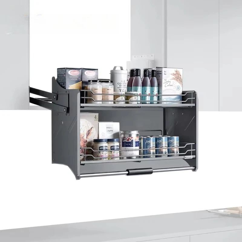 

Organization Kitchen Storage Cabinet Hardware Pull Down Lift Basket Elevator With Soft Closing