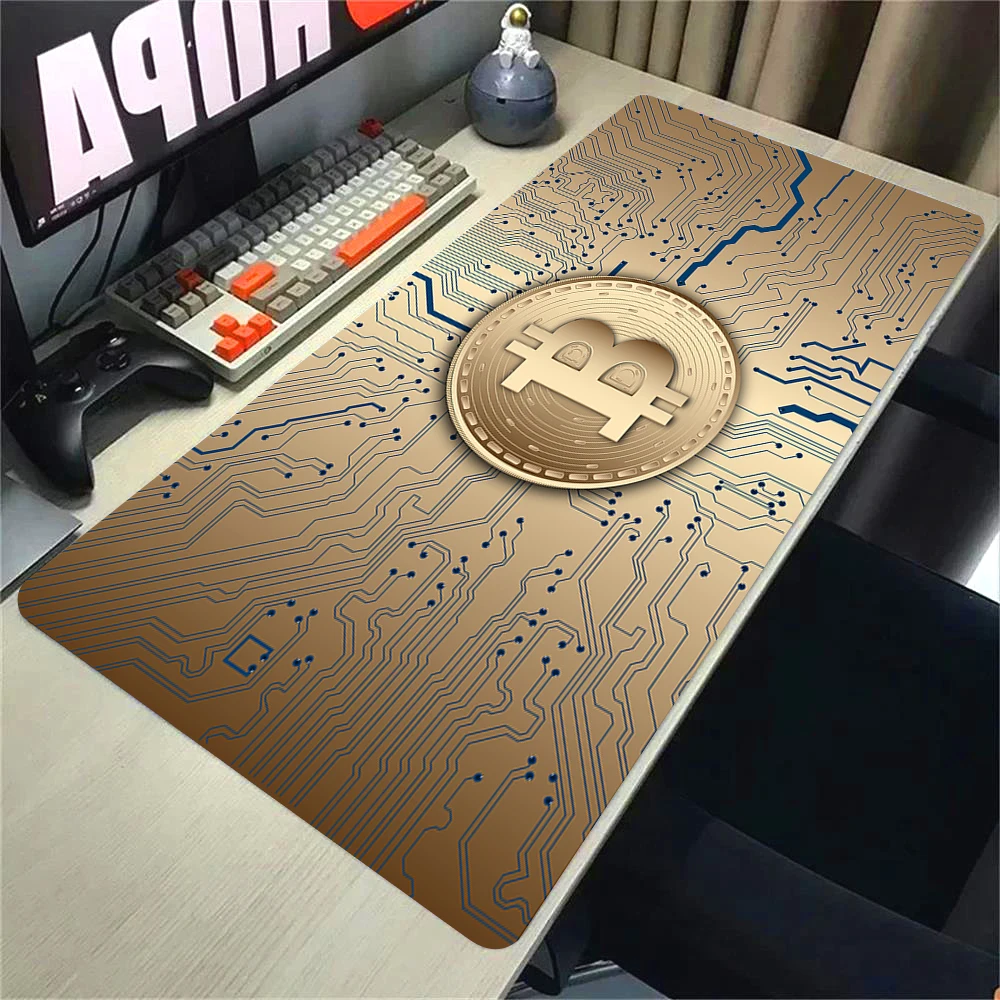 bitcoin Mouse Pad Gaming Large Mousepad Anti-slip Rubber mouse mat Computer Gamer Desk Mat Stitched Edge Black gamer Mousepad