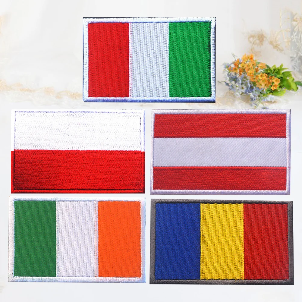 5 stks Sport Borduurpatch Nationale Vlag Applique Voor Armband Schoen Jas Tas Hoed Diy Doek Plakken Decoratieve Haak Lus Band