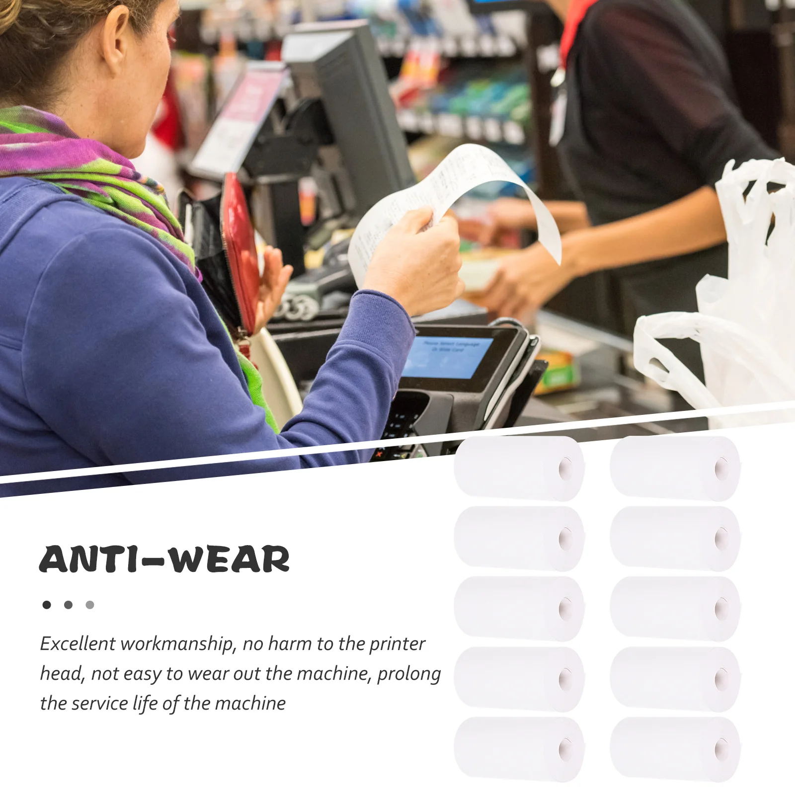 10 لفات من الورق الحراري لطابعة Pos، صور واضحة خالية من الوبر مناسبة للاستخدامات المتعددة #2