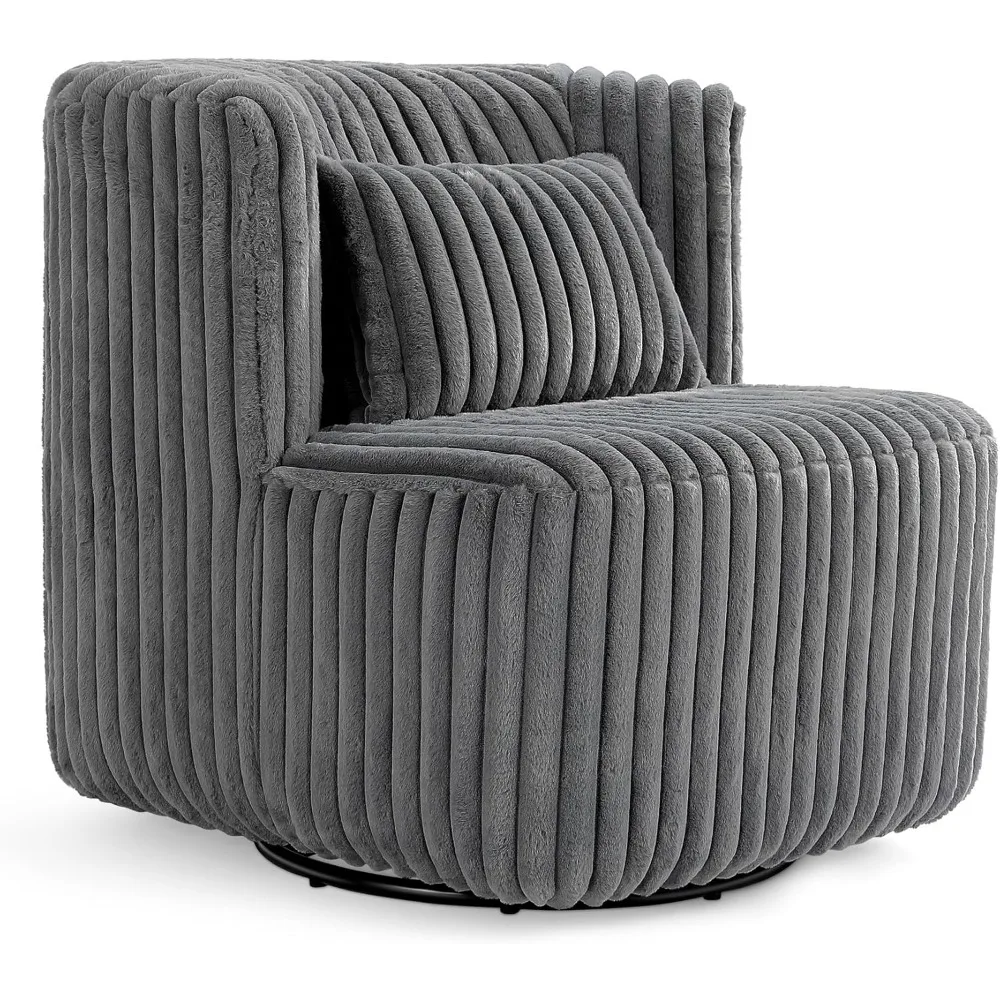 

Вращающийся стул с акцентом, серый, 360° ° Вращающийся стул-бочка, современное мягкое кресло, удобный круглый вращающийся стул с акцентом, акцент для макияжа