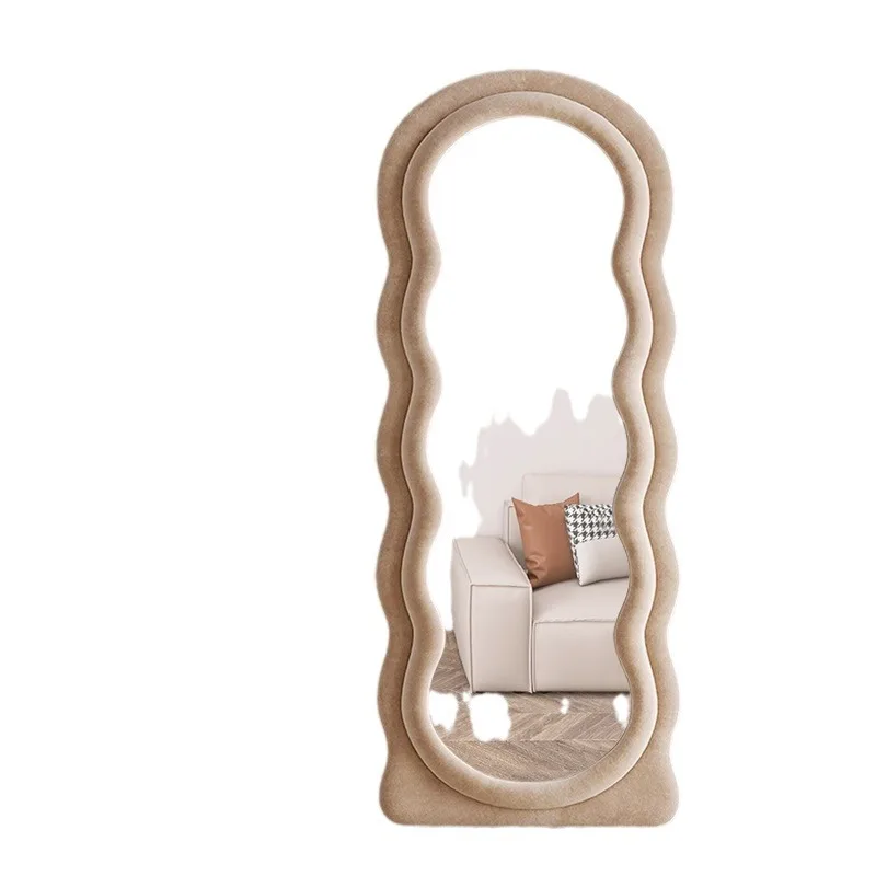 

Household cream ins wind full body mirror floor mirror girls bedroom dressing fitting mirror